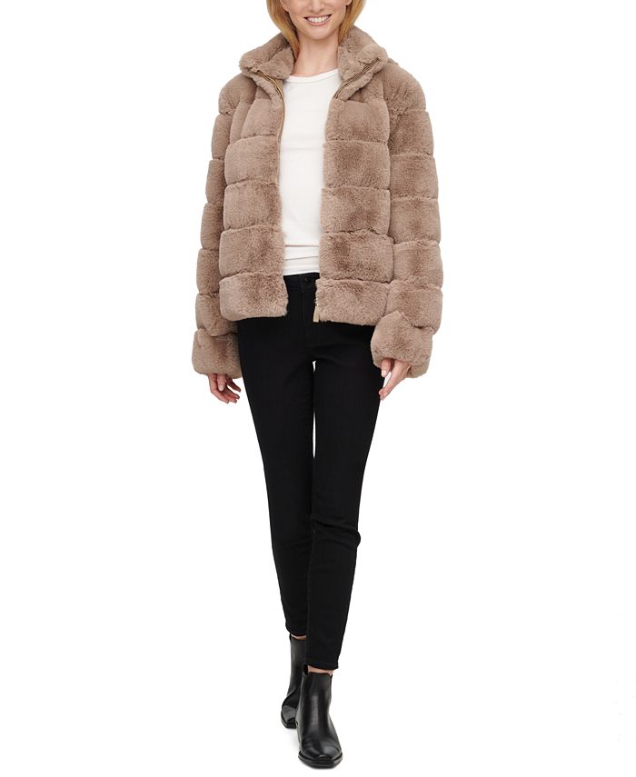 Calvin Klein Women's Faux-Fur Zip-Front Coat & Reviews - Coats ...