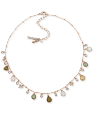 image of lonna & lilly Gold-Tone Crystal & Stone Critter Shaky Charm Statement Necklace, 16