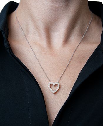 Diamond Heart 18 Pendant Necklace (1/10 ct. t.w.) in Sterling Silver
