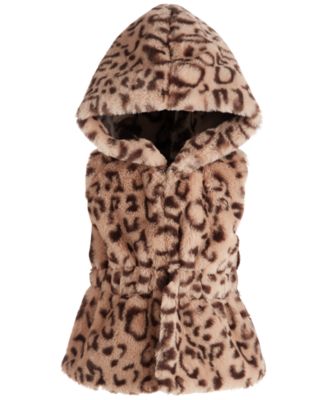 First Impressions Baby Girls Hooded Leopard-Print Vest, Created for ...