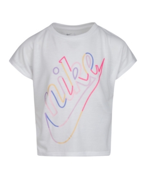 image of Nike Little Girls Logo Graphic Boxy Fit T-shirt