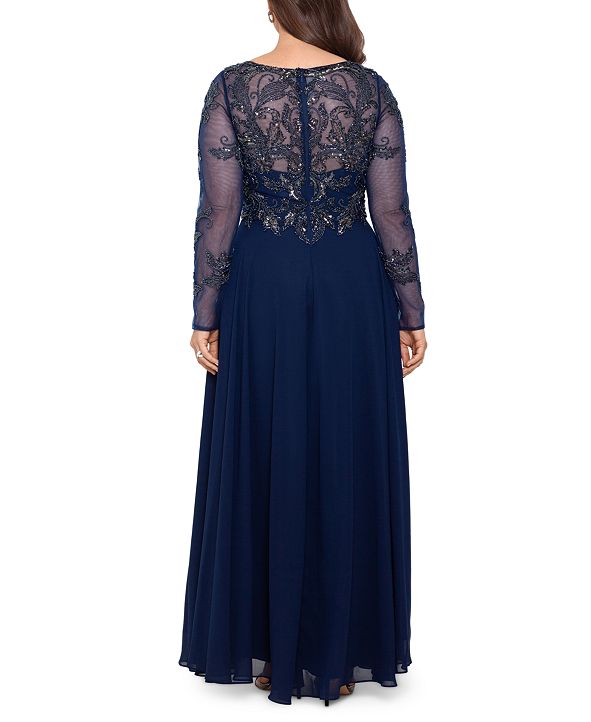 XSCAPE Plus Size Embellished Illusion Gown & Reviews - Dresses - Plus ...