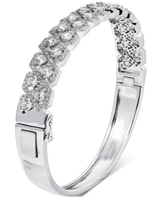 Cubic Zirconia Bangle Bracelet in Sterling Silver