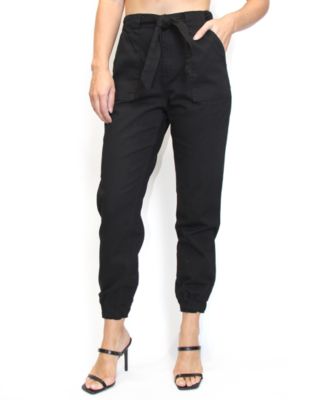 belted drapey joggers