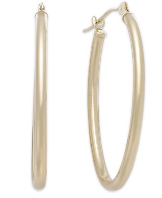 Italian Gold - 14k Gold Earrings, Oval Hoop Earrings