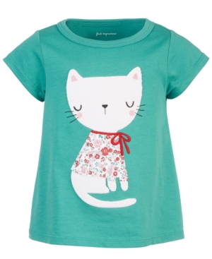 image of First Impressions Baby Girls Holiday Cat Cotton T-Shirt, Created for Macy-s