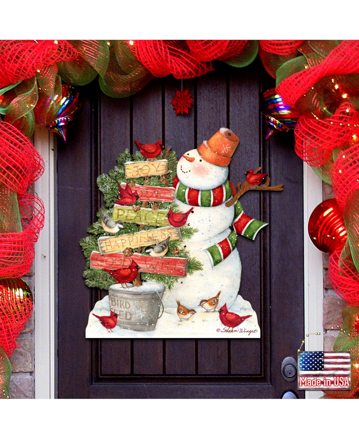 by Susan Winget Joy Love Piece Snowman Outdoor Wall and Door Decor - Multi