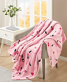 Make-Up Printed Plush Throw, Created for Macy's