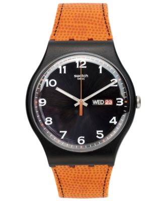 Swatch Watch Unisex Swiss Faux Fox Orange Silicone Strap 41mm SUOB709 Macy s