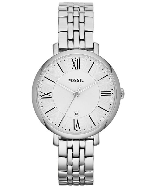 Fossil Women S Jacqueline Stainless Steel Bracelet Watch 36mm Es3433 Reviews Watches Jewelry Watches Macy S