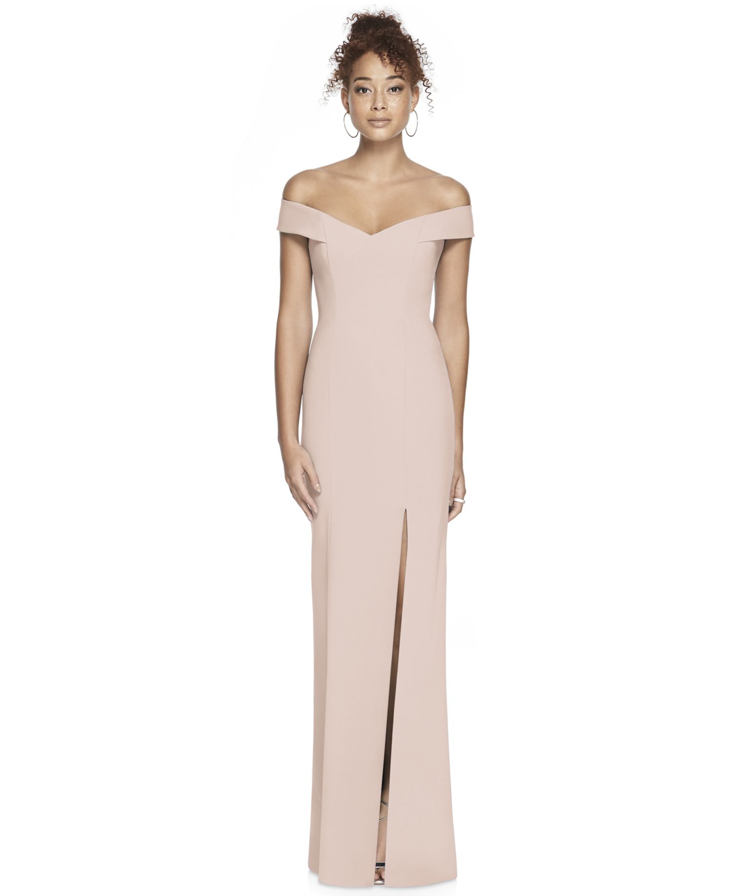 Womens Off-the-Shoulder Criss Cross Back Trumpet Gown