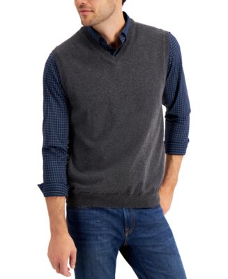 Club Room Men's Solid V-Neck Sweater Vest, Created for Macy's - Macy's