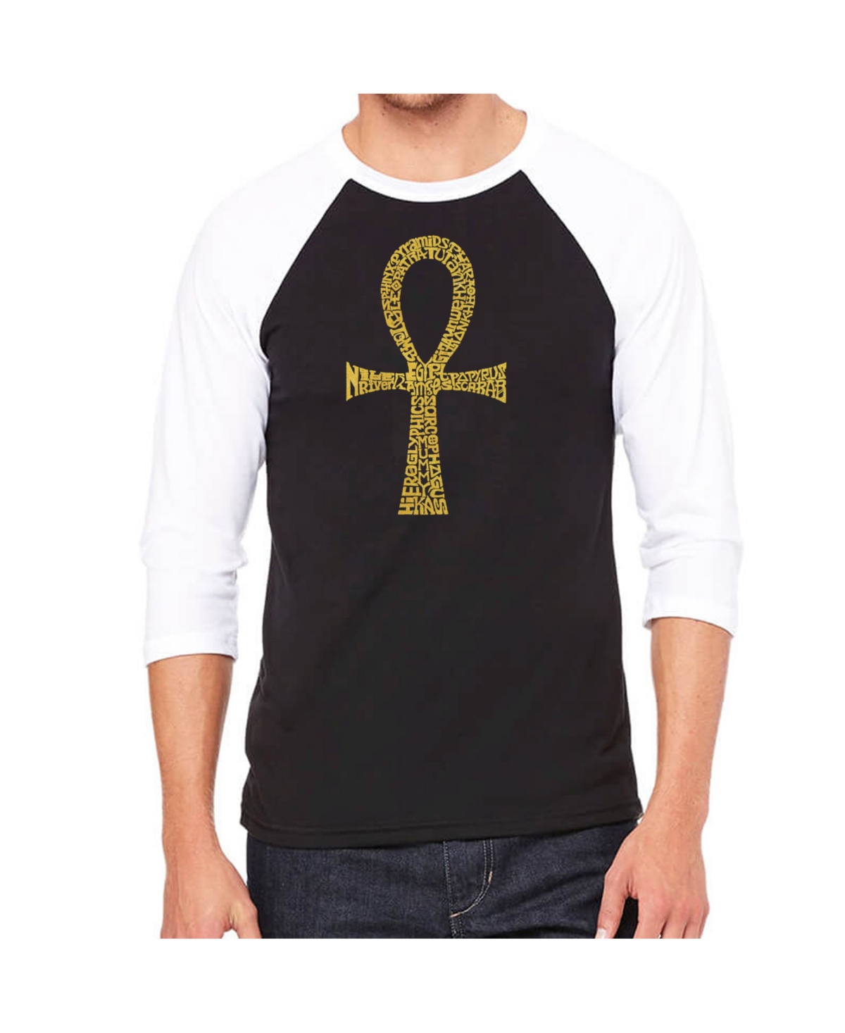 La Pop Art Ankh Men's Raglan Word Art T-shirt