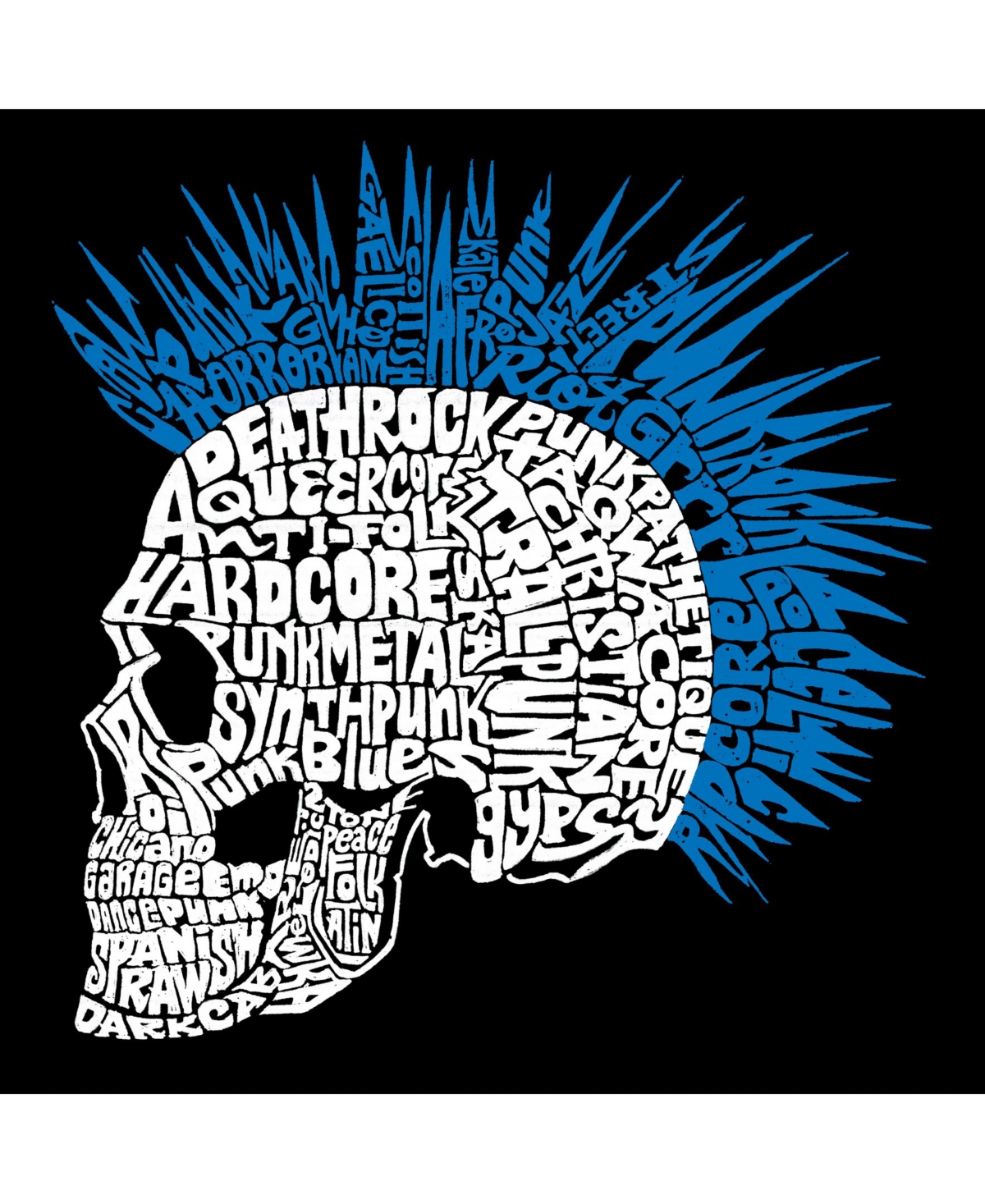 La Pop Art Punk Mohawk Men's Raglan Word Art T-shirt