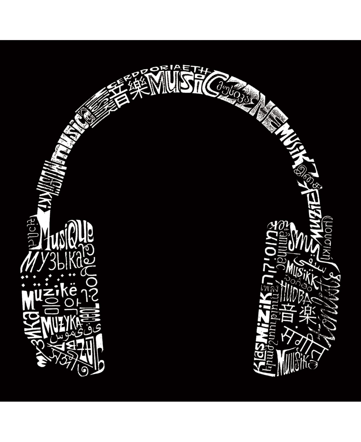 La Pop Art Language Headphones Men's Raglan Word T-shirt