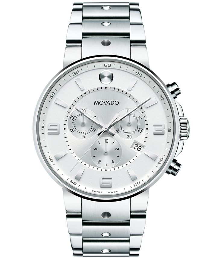 Movado Men s Swiss Chronograph S.E. Pilot Stainless Steel Bracelet