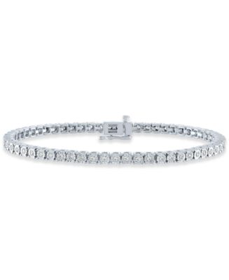 Macy's Diamond Tennis Bracelet (1 ct. t.w.) in Sterling Silver, 14k ...