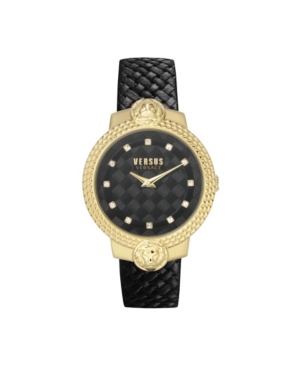 image of Versus by Versace Women-s Mouffetard Black Leather Strap Watch 38mm