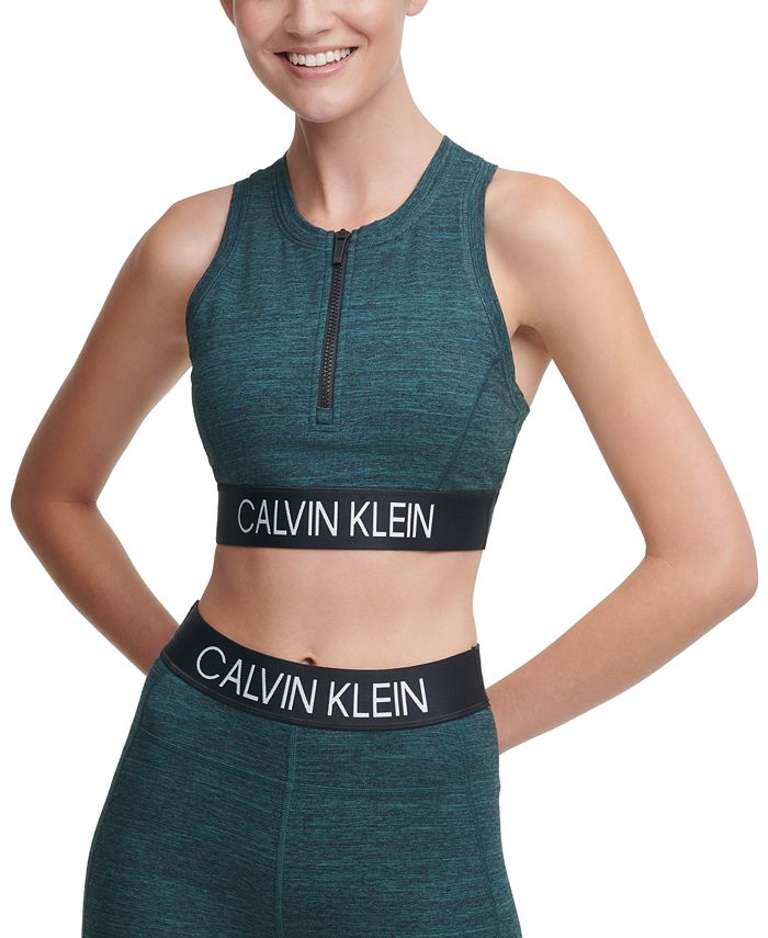 Calvin Klein Front-Zip Medium-Impact Sports Bra - Macy's