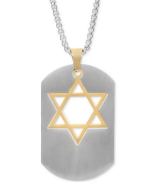 image of Inc Men-s Two-Tone Star of David Dog Tag 23-3/4