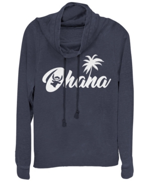 Fifth Sun Juniors Disney Stitch Silhouette Ohana Fleece Cowl Neck Sweatshirt