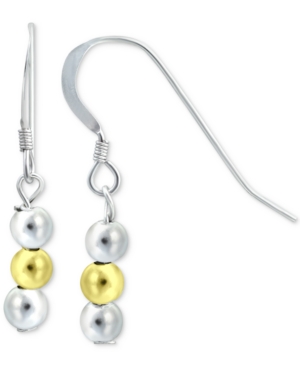 image of Giani Bernini Triple Bead Drop Earrings in Sterling Silver & 18k Gold-Plate, Created for Macy-s