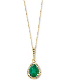 EFFY® Emerald (7/8 ct. t.w.) & Diamond (1/8 ct. t.w.) 18" Pendant Necklace in 14k Gold