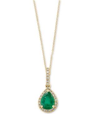 image of Effy Emerald (7/8 ct. t.w.) & Diamond (1/8 ct. t.w.) 18