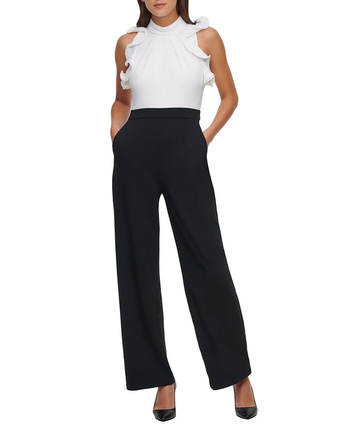 Vince Camuto Ruffled Two-Tone Jumpsuit - Macy's
