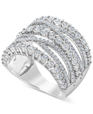 Diamond Multi-row Crossover Statement Ring (1 Ct. T.w.) In Sterling 