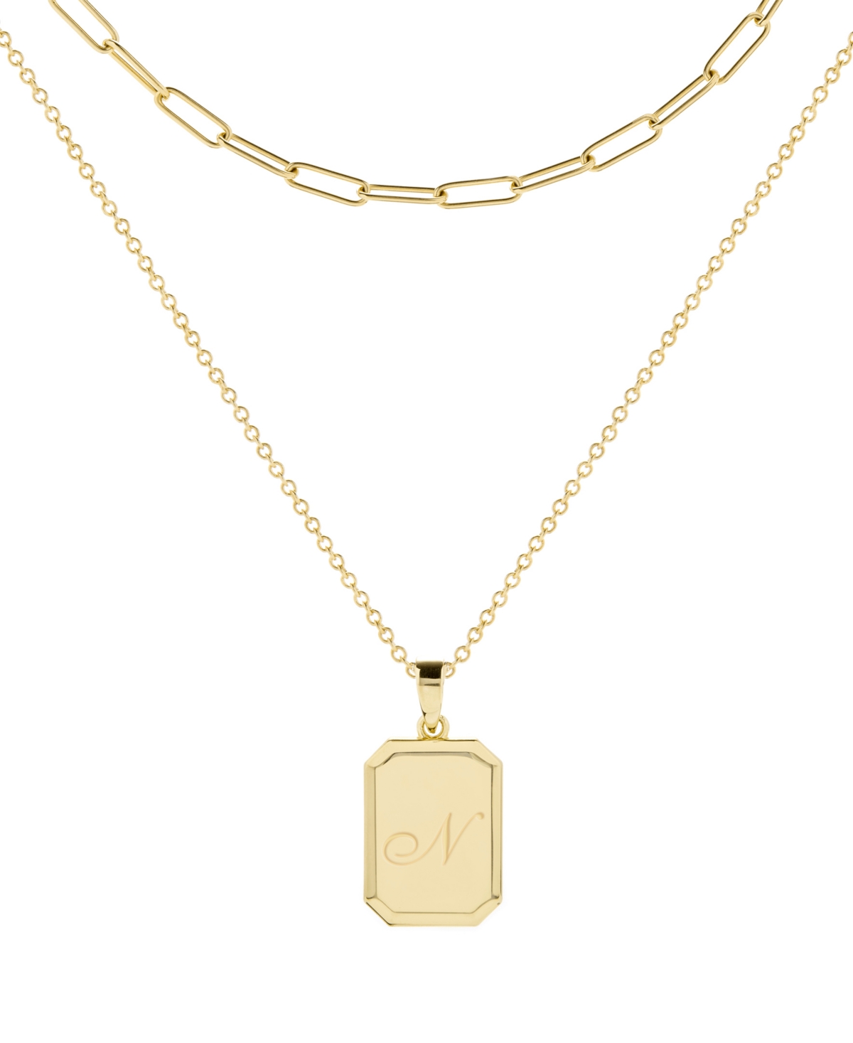 14K Gold Plated Willow Initial Layering Necklace Set - Gold - Y