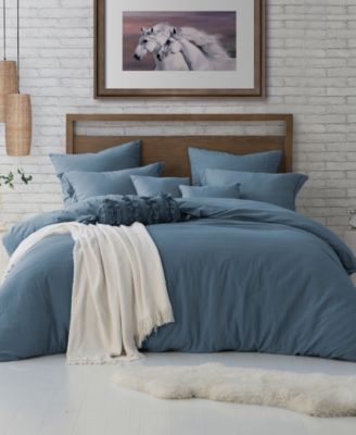 Cathay Home Inc. Microfiber Washed Crinkle Duvet Cover Shams Bedding In Charcoal Grey
