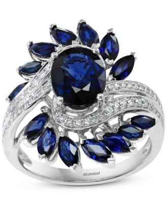 EFFY Collection - Sapphire (4-1/2 ct. t.w.) & Diamond (1/5 ct. t.w.) Statement Ring in 14k White Gold
