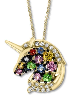 image of Effy Multi-Sapphire (1/3 ct. t.w.) & Diamond (1/20 ct. t.w.) Unicorn 18