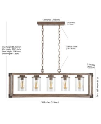 Zeniba 5-Light Linear Adjustable Rustic Farmhouse LED Pendant