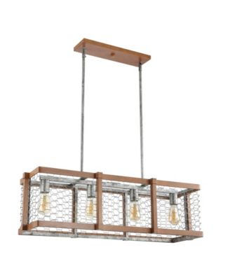 Gaines Linear 4-Light Adjustable Rustic Industrial LED Pendant