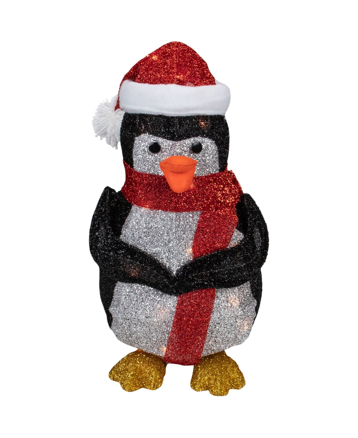 Lighted Penguin with Santa Hat Outdoor Christmas Decoration - White