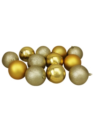 Northlight 12 Count Shatterproof 4-finish Christmas Ball Ornaments In Gold