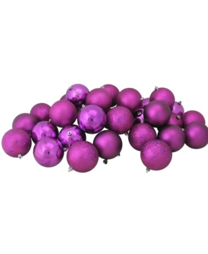 Northlight Count Shatterproof 4-finish Christmas Ball Ornaments In Purple