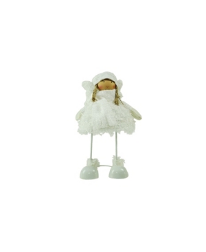 Northlight Snowy Woodlands Plush Angel Bobble Girl Christmas Figure In White