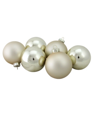 Northlight 6 Count Shiny And Matte Champagne Glass Ball Christmas Ornaments In Gold