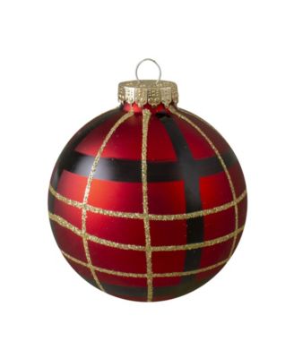 4 Count and Plaid Christmas Ball Ornaments