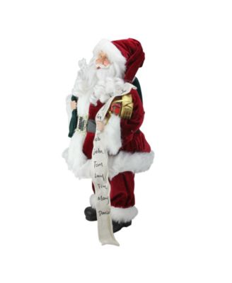 Santa Claus with Naughty or Nice List and Bag Of Presents Christmas Figure