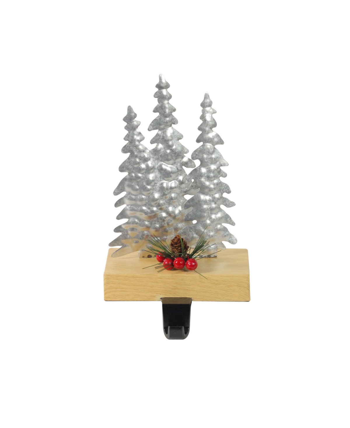 Wooden Christmas Trees Stocking Holder - Silver