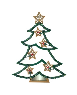 Northlight Lighted Christmas Tree With Stars Window Silhouette In Green