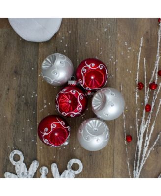 Count Retro Reflector Matte Glass Christmas Ball Ornament Set