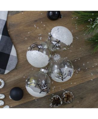 Count Clear and Frosted Winter Tree Glass Christmas Ball Ornaments
