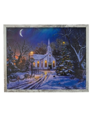 Northlight Distressed Frame Led Lighted Church Christmas Wall Canvas In White