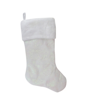 Northlight Led Lighted Iridescent Glitter Snowflake Christmas Stocking In White