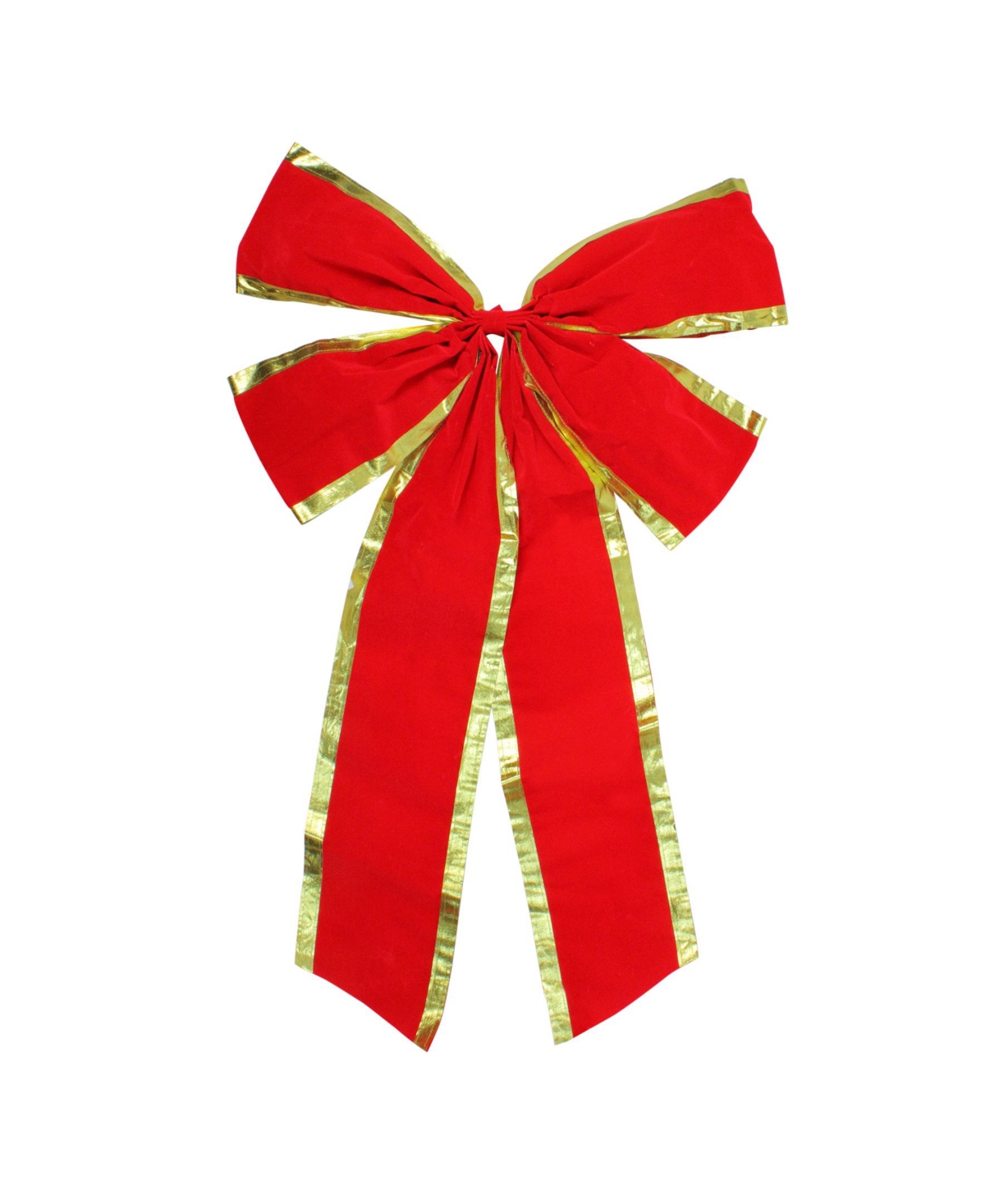 4-Loop Velveteen Christmas Bow with Trim - Red
